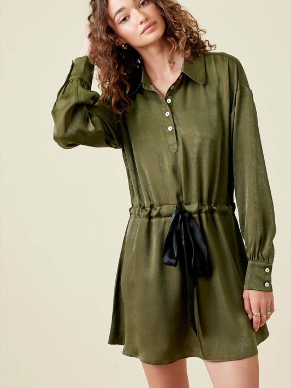Tie Waist Dolman Sleeve Tunic - Picture 3 of 9